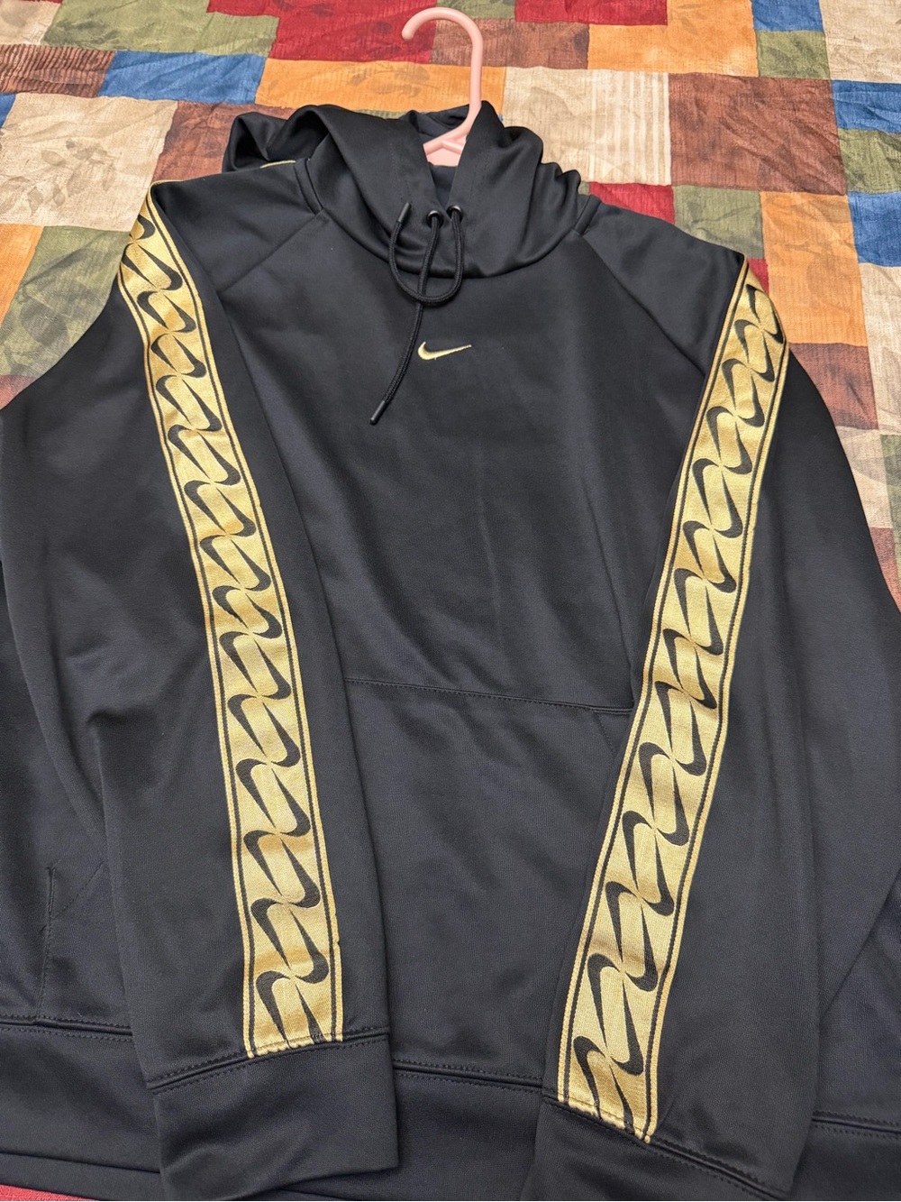 Nike Black Hoodie & matching jogger with Gold Accent Stripe